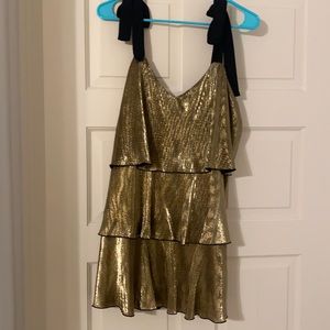 Show Me Your Mumu ruffle gold dress
